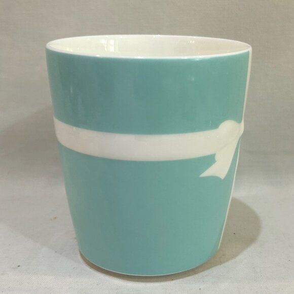 Tiffany and Co. Mug Cup Blue with Embossed Bow White Ribbon - Picture 2 of 7